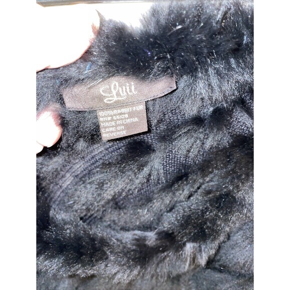 Luii Women’s Fur Stole Size Medium Black Striped Rabbit Fur Going Out Party - Picture 2 of 12